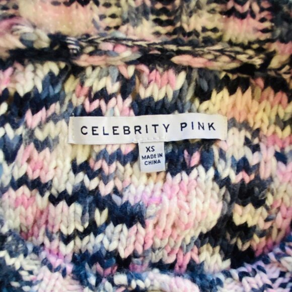 Celebrity Pink Crewneck Cardigan size XS Marled Pink Blue Gray White - Picture 8 of 10